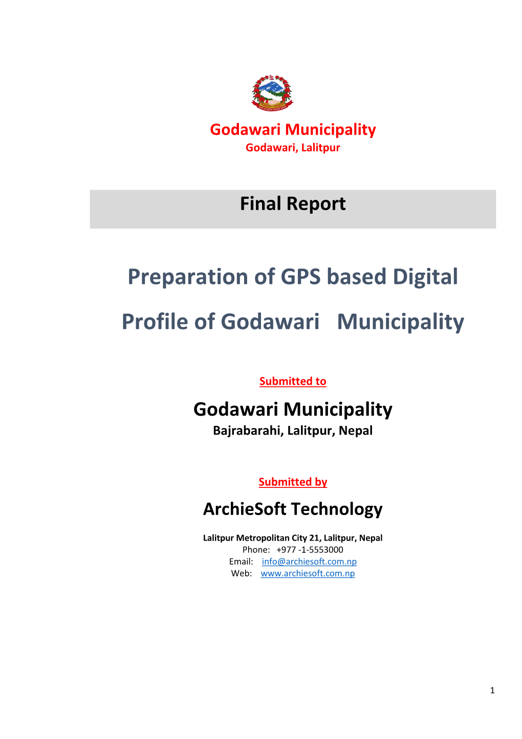 Preparation of GPS Based Digital Profile of Godawari Municipality