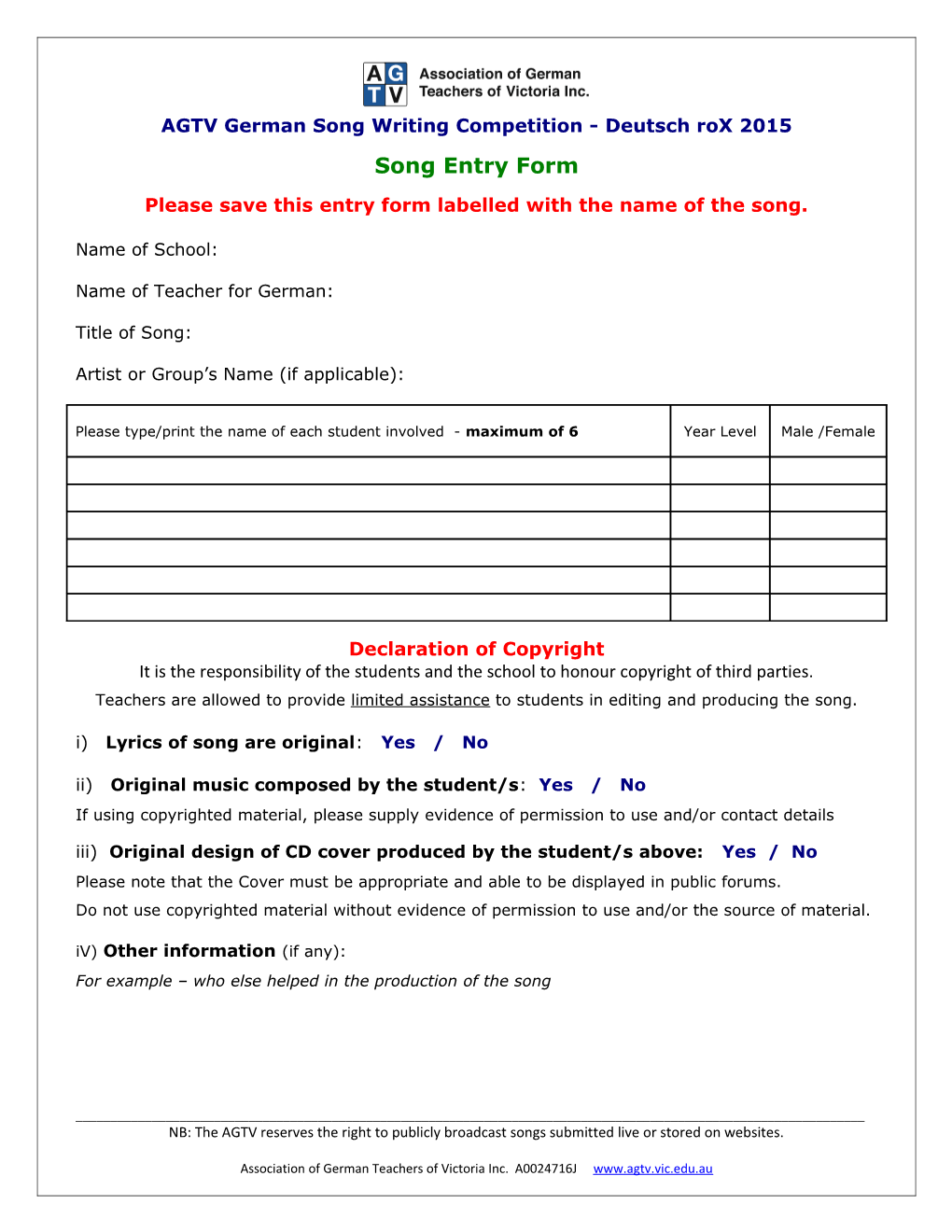 AGTV German Song Writing Competition - Deutsch Rox 2015