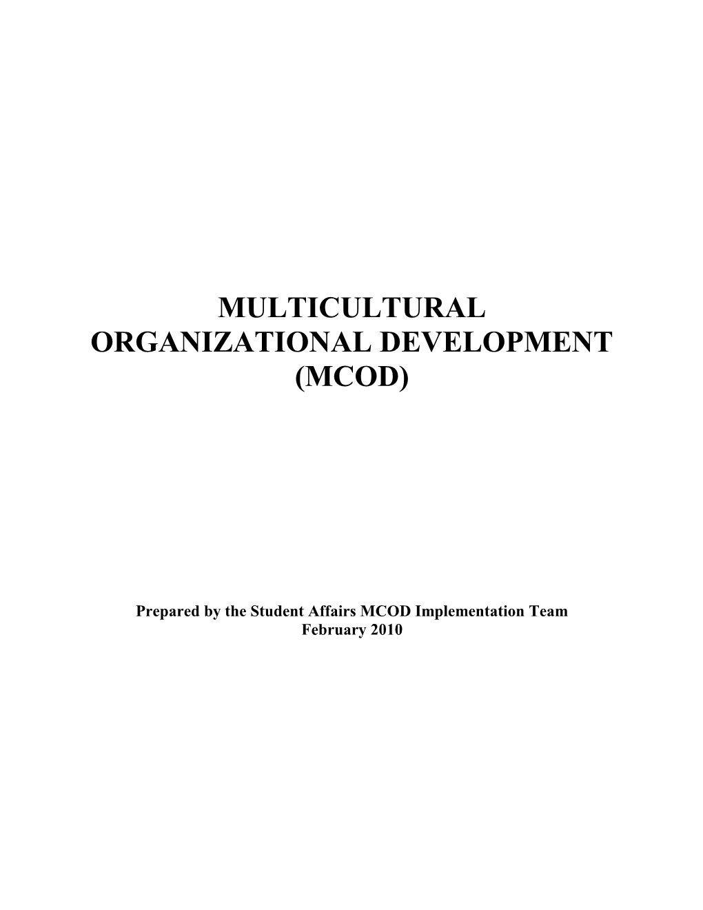 Multicultural Organizational Development (Mcod)