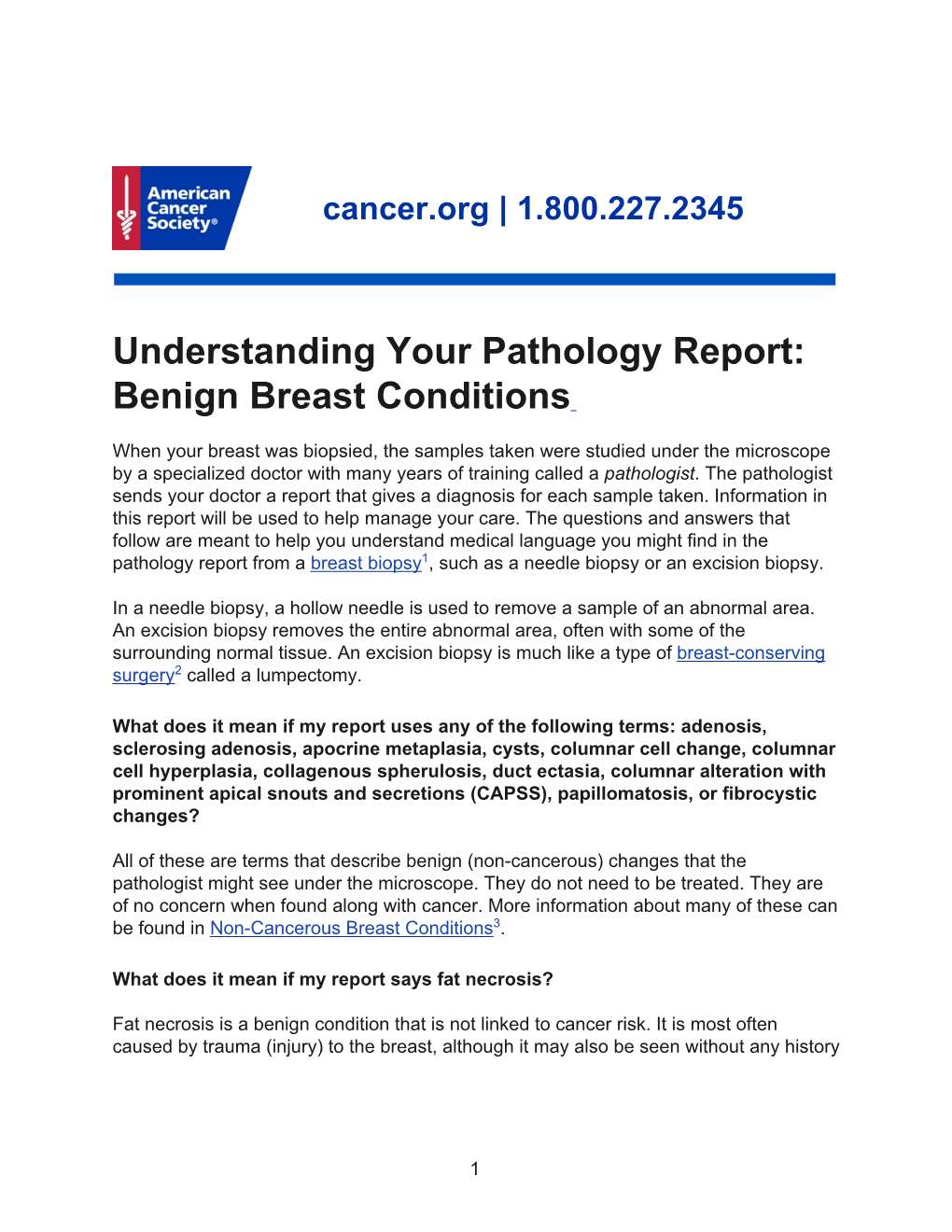 Understanding Your Pathology Report: Benign Breast Conditions