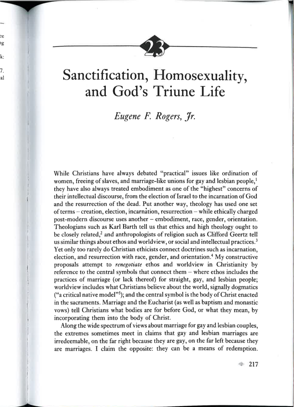 Sanctification, Homosexuality, and God's Triune Life Iod