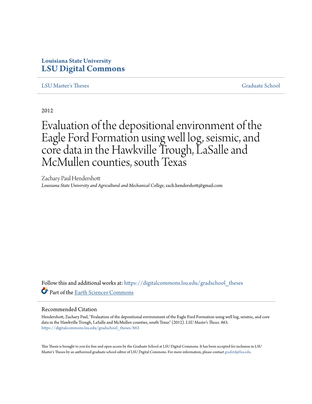 Evaluation of the Depositional Environment of the Eagle Ford