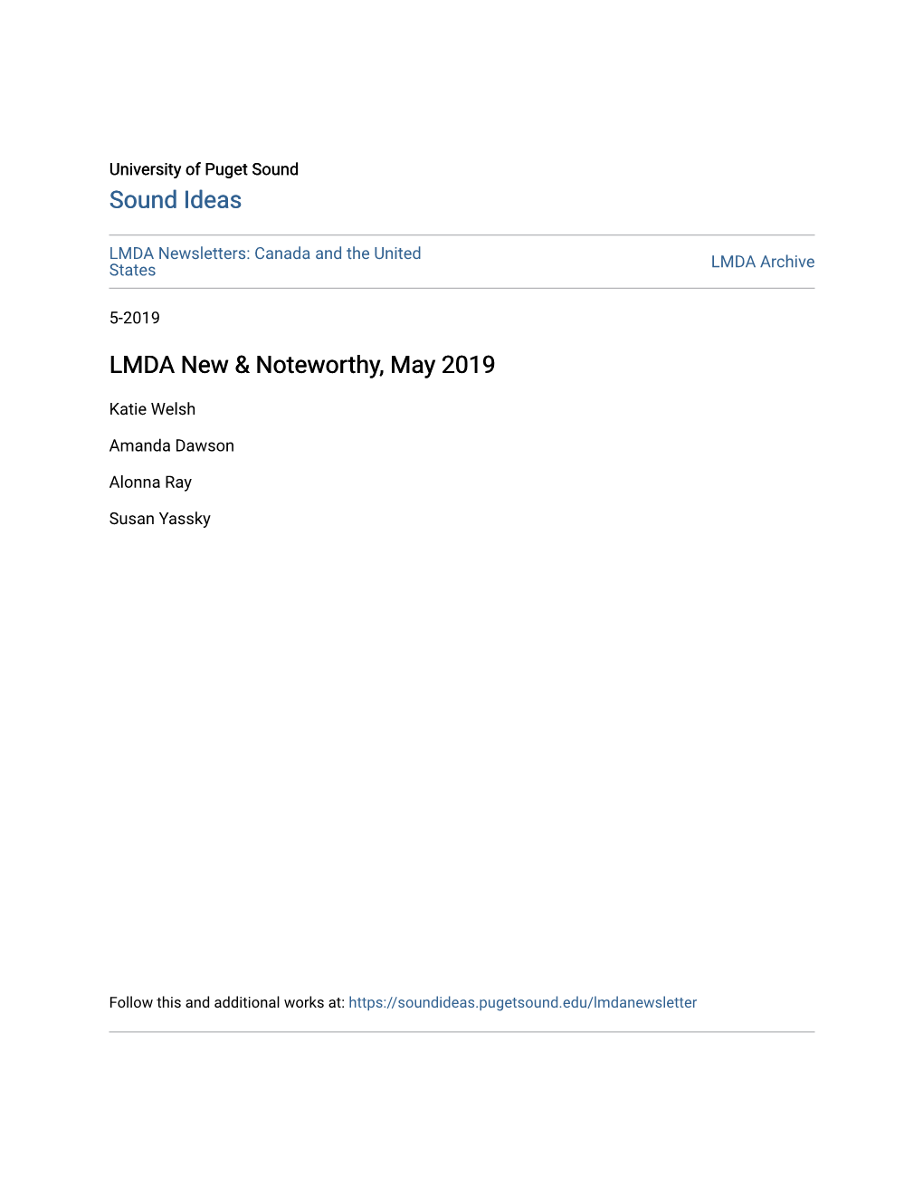 LMDA New & Noteworthy, May 2019