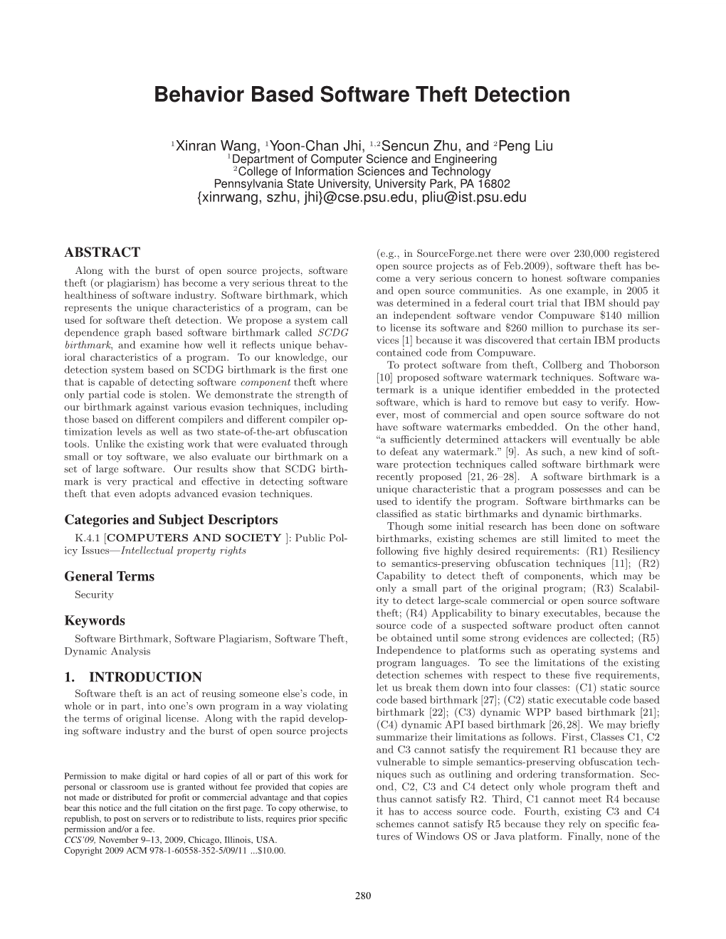 Behavior Based Software Theft Detection, CCS 2009