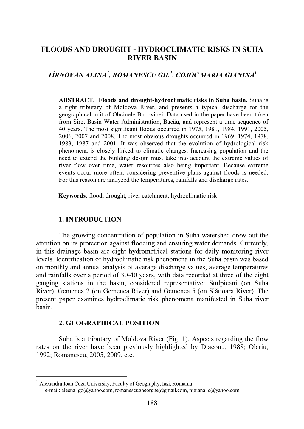 Hydroclimatic Risks in Suha River Basin