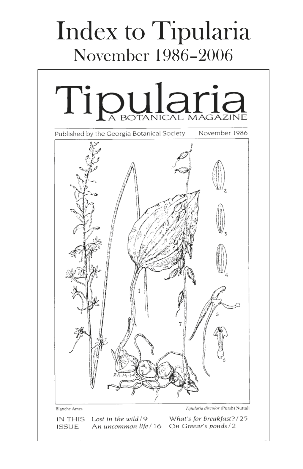 To Tipularia November 1986–2006 Compiled and Edited by Richard & Teresa Ware