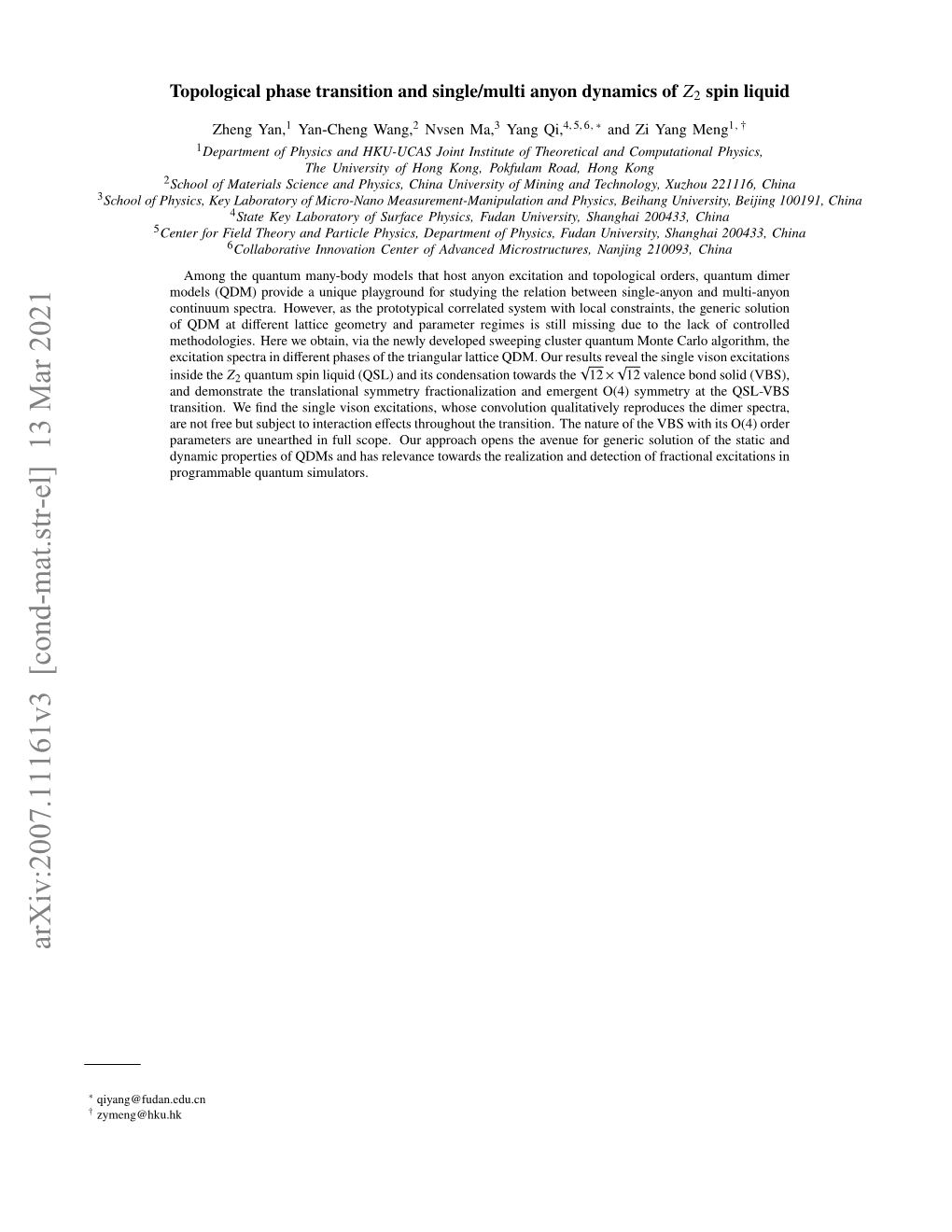 Arxiv:2007.11161V3 [Cond-Mat.Str-El] 13 Mar 2021