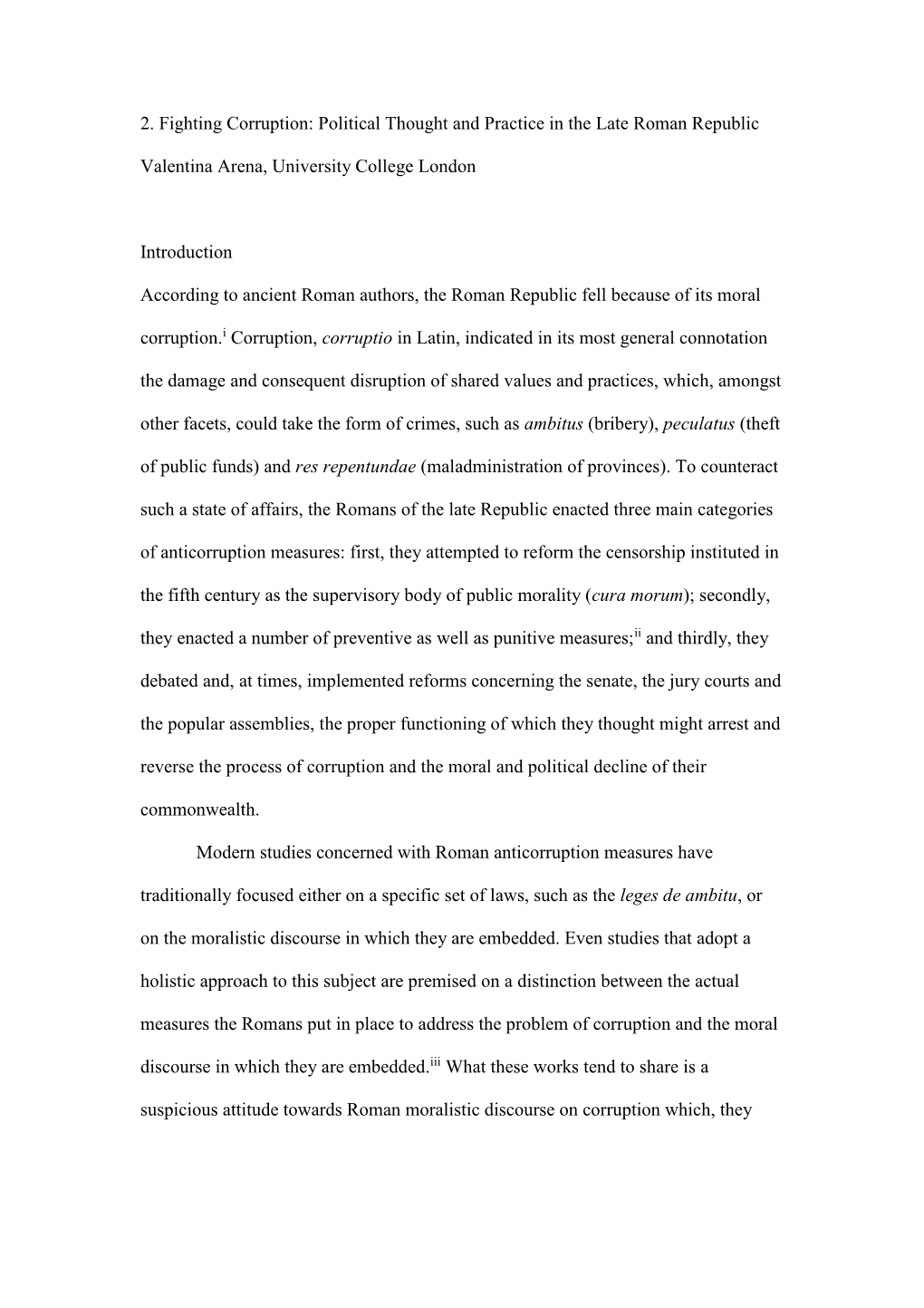 2. Fighting Corruption: Political Thought and Practice in the Late Roman Republic