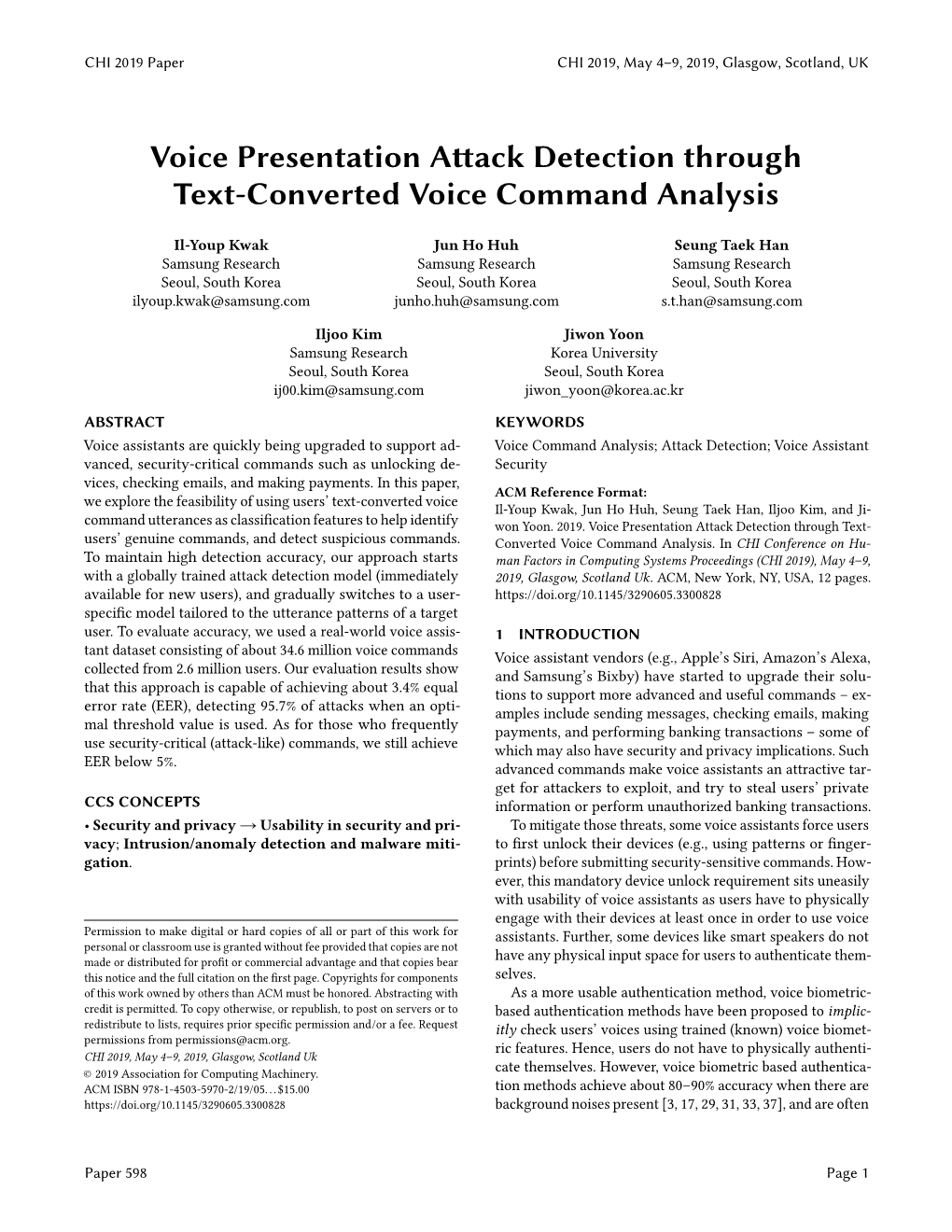 Paper 598 ~ Voice Presentation Attack Detection Through Text-Converted