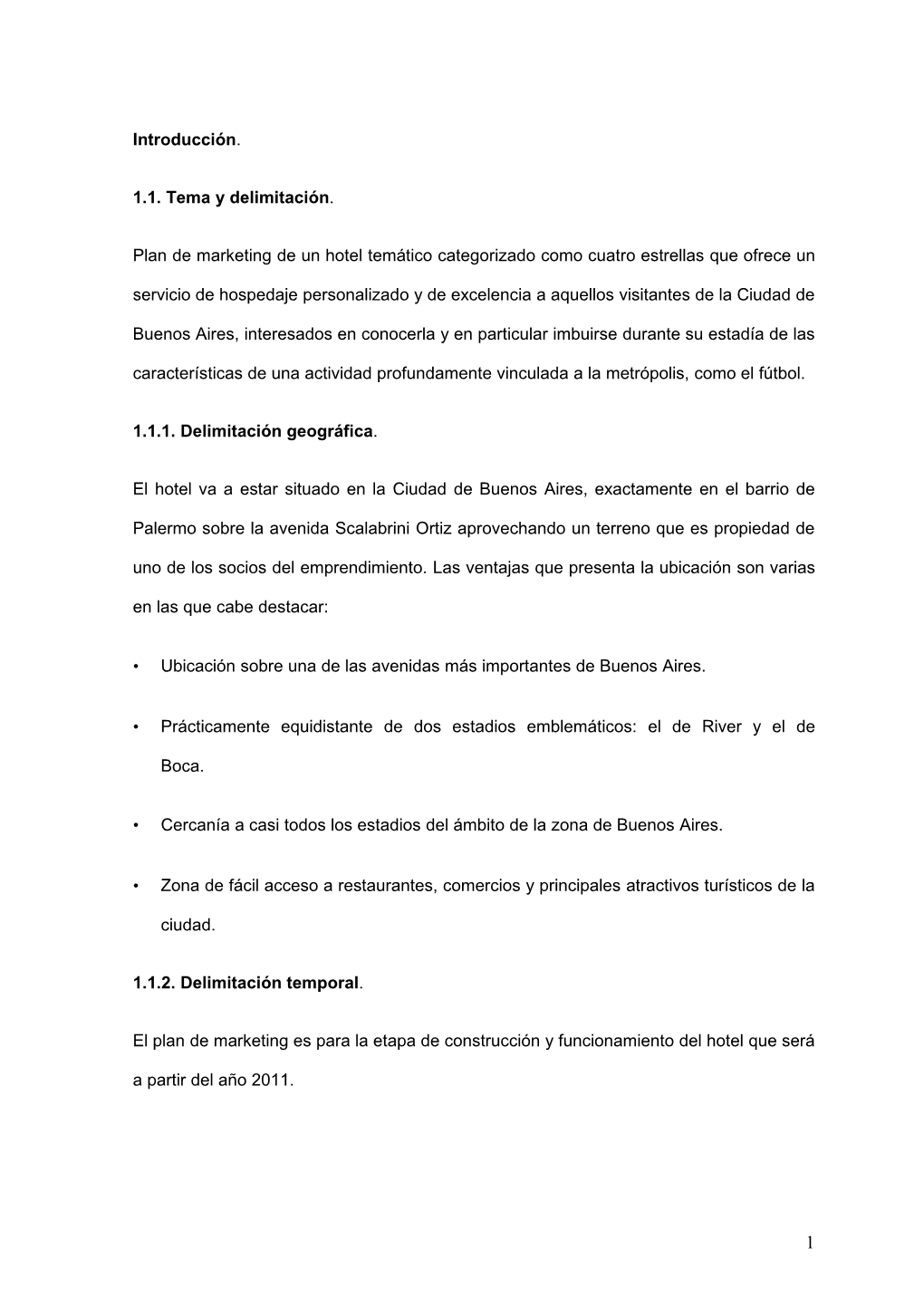 Introducción. 1.1. Tema Y Delimitación . Plan De Marketing De Un Hotel