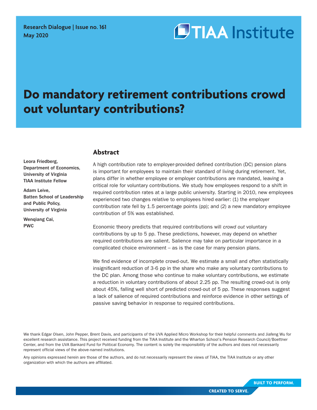 Do Mandatory Retirement Contributions Crowd out Voluntary Contributions?