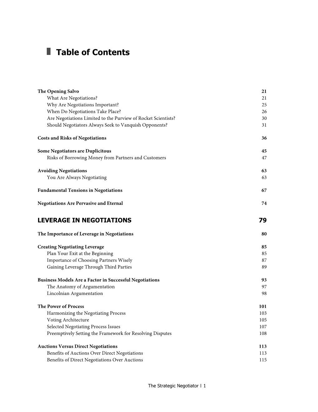 Table of Contents