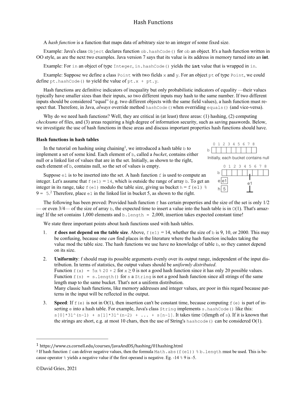 Hash Functions