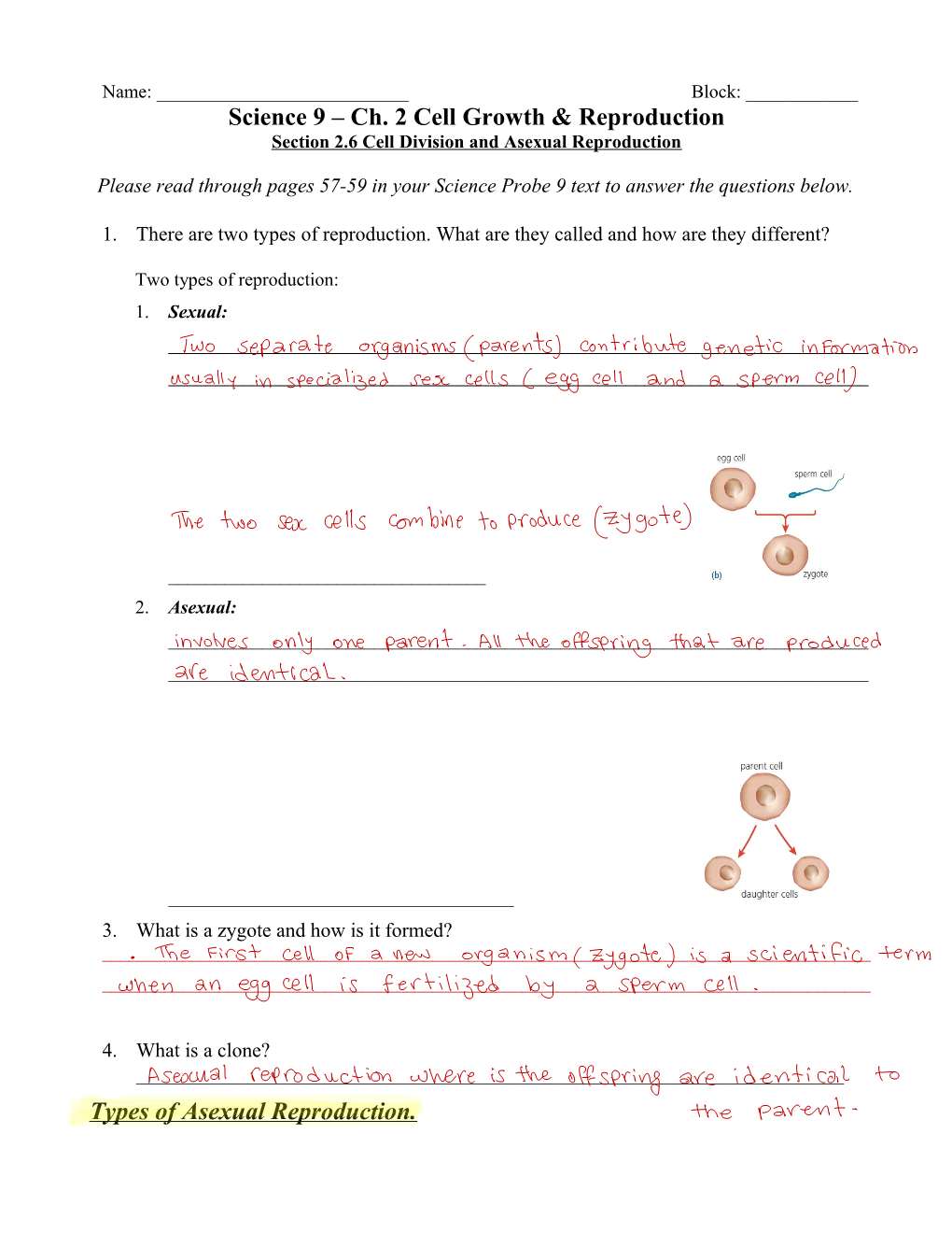 Science 9 Ch. 2 Cell Growth & Reproduction