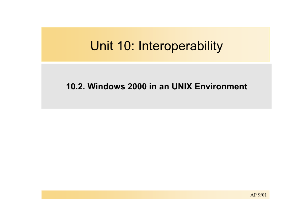 Unit 10: Interoperability