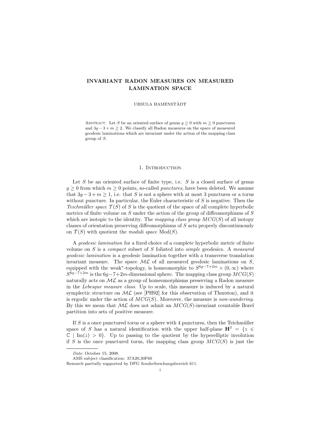 Invariant Radon Measures on Measured Lamination Space