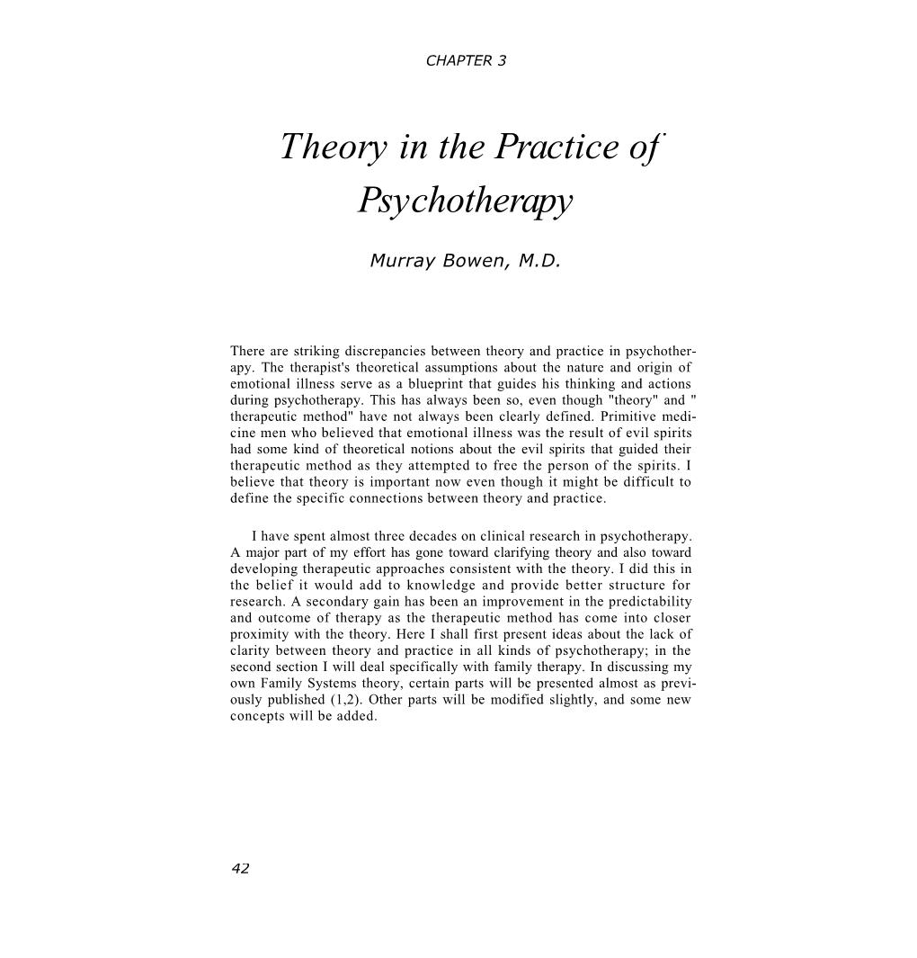 Theory in the Practice of Psychotherapy