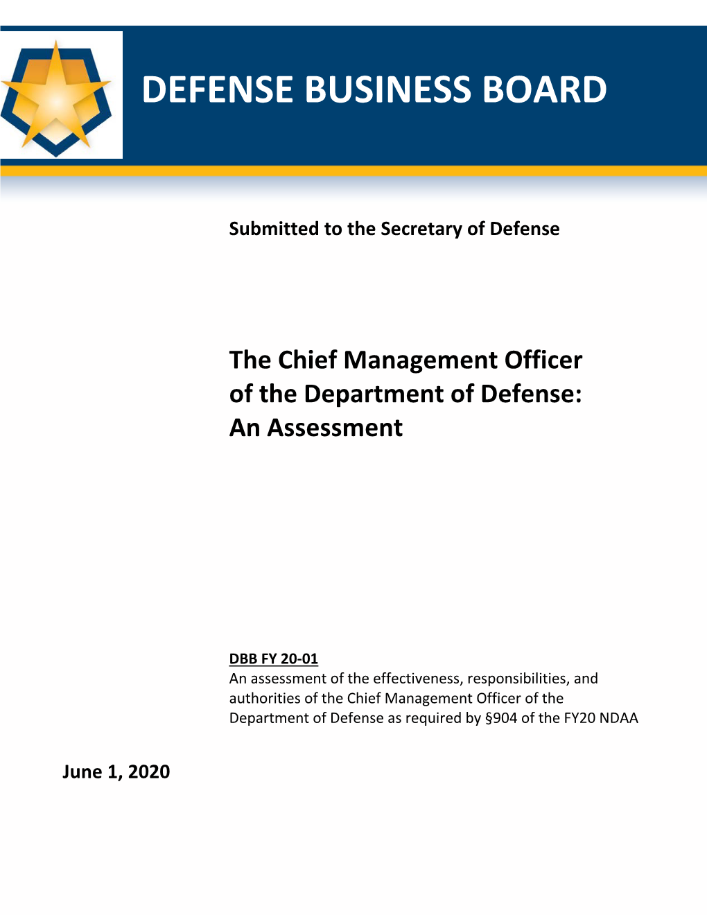 The Chief Management Officer of the Department of Defense: an Assessment