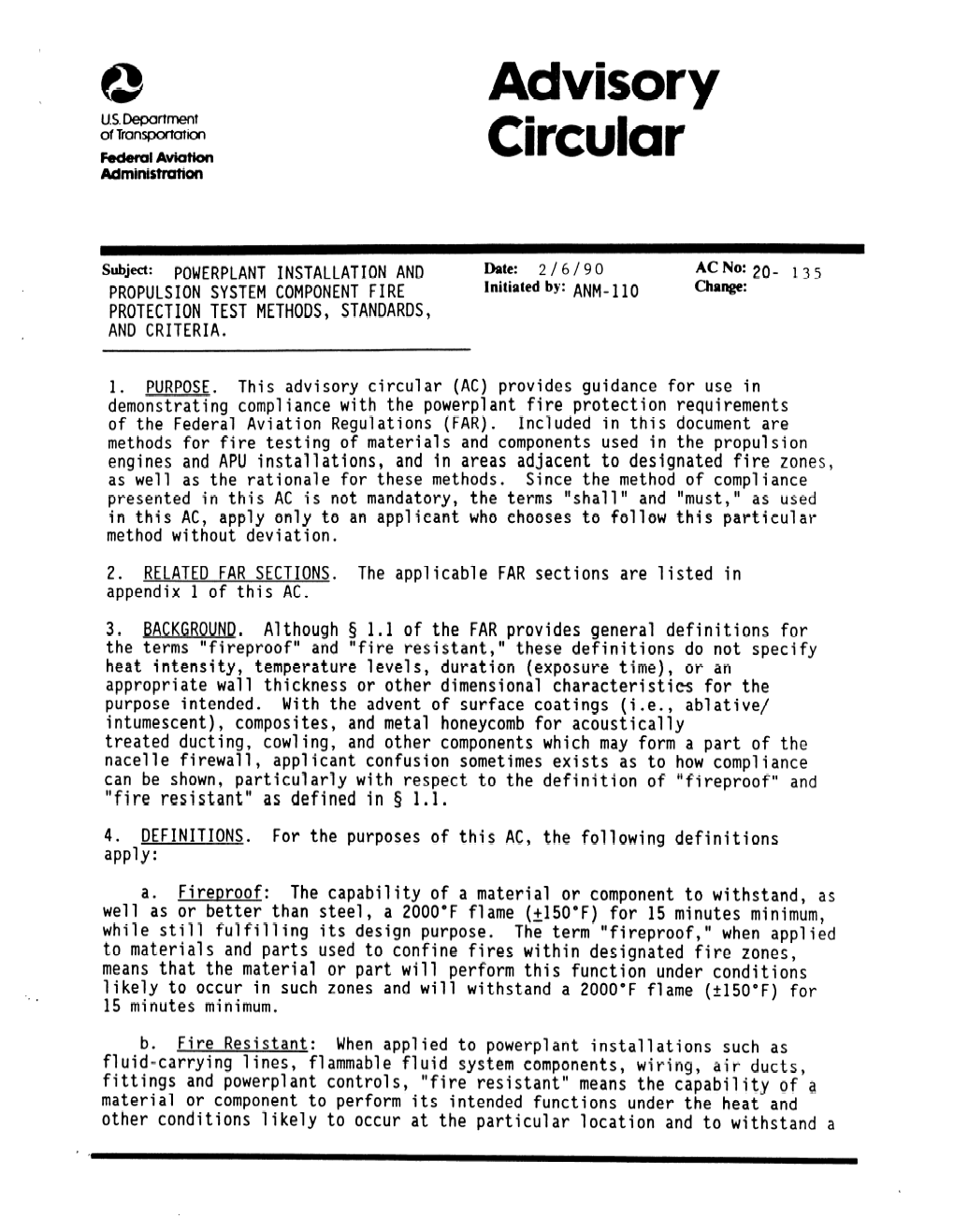 Advisory U.S.Deportment of Transportution Fedeml Aviation Circular