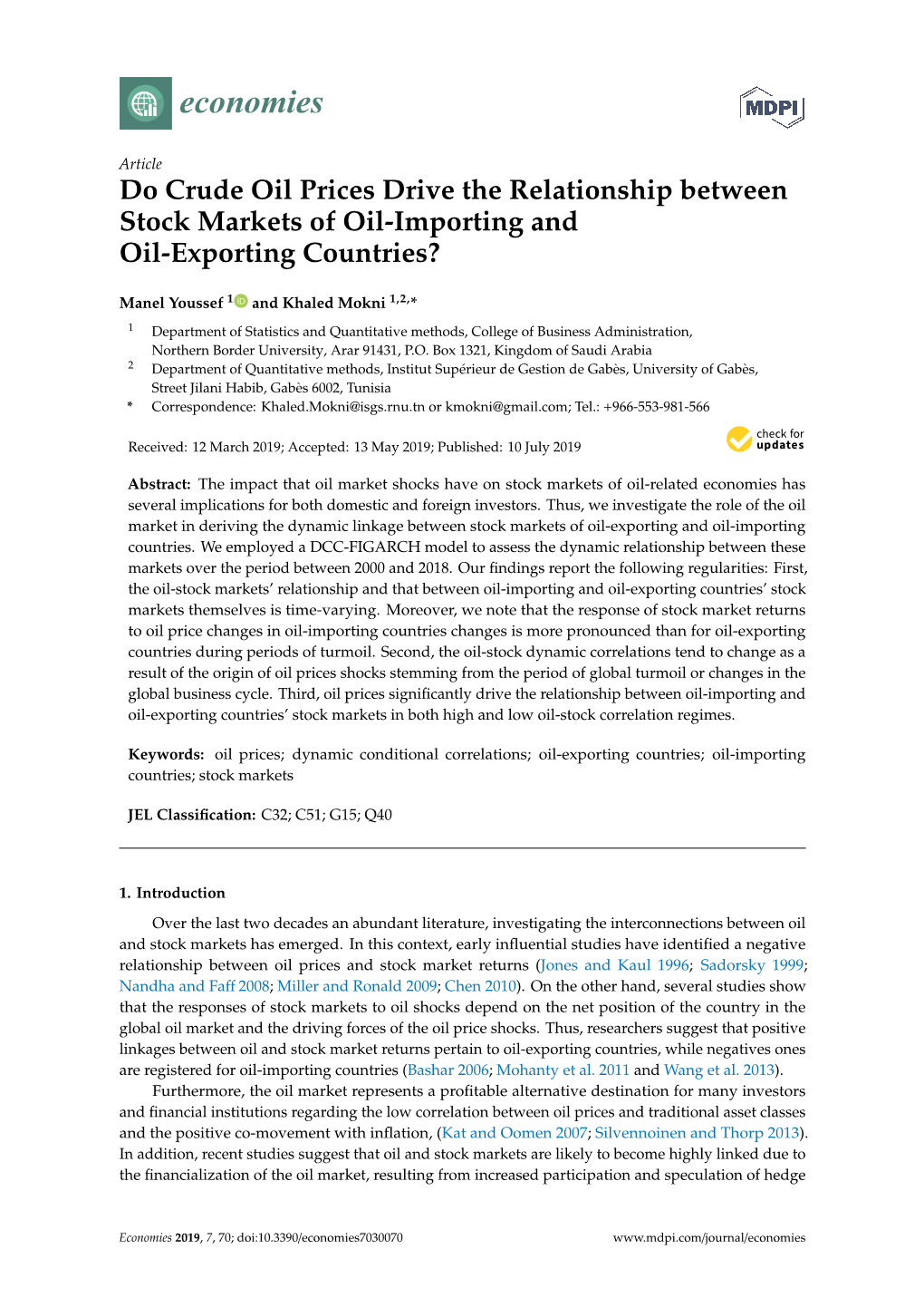 Do Crude Oil Prices Drive the Relationship Between Stock Markets of Oil-Importing and Oil-Exporting Countries?
