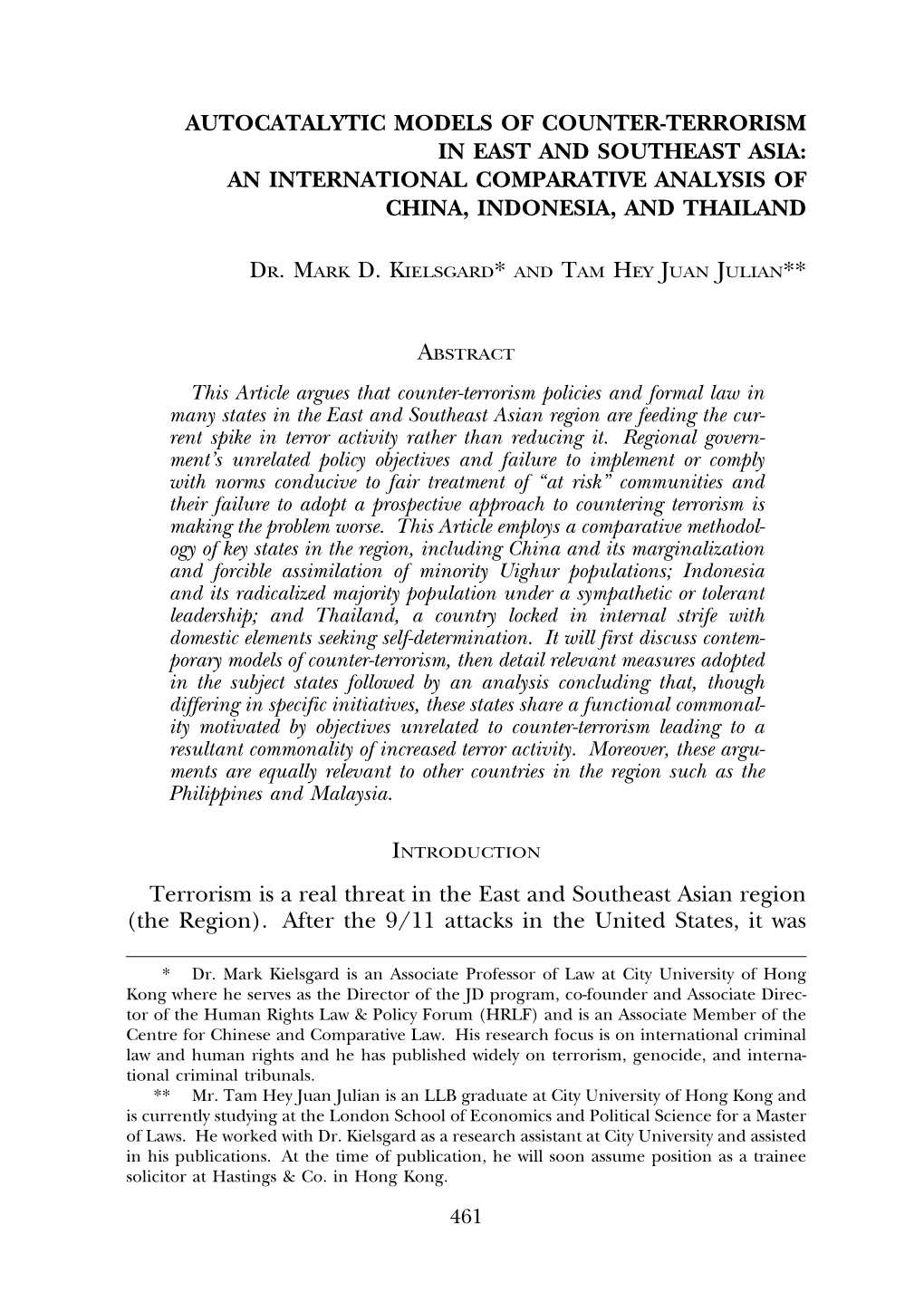 Autocatalytic Models of Counter-Terrorism in East and Southeast Asia: an International Comparative Analysis of China, Indonesia, and Thailand