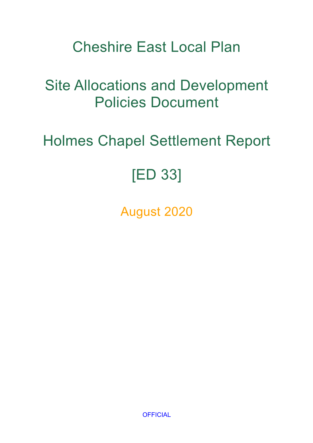 Holmes Chapel Settlement Report