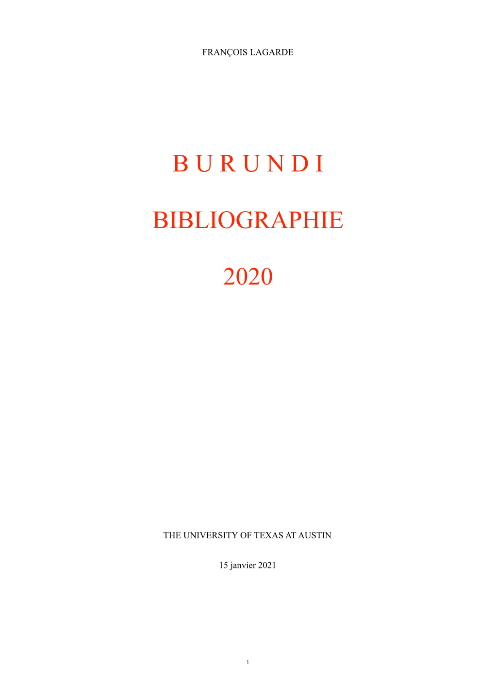 Burundi Bibliographie 2020