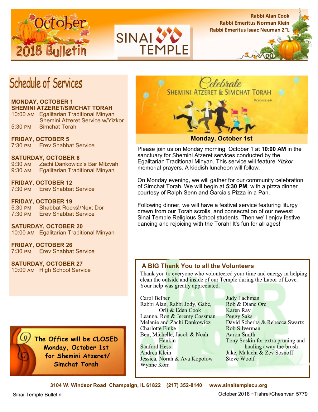 Bulletin for October 2018