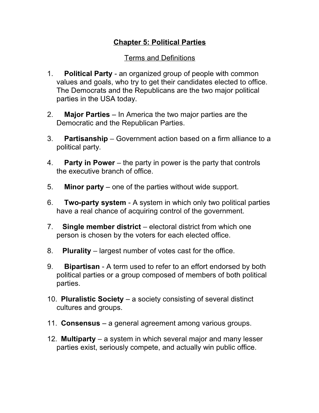 Chapter 5: Political Parties