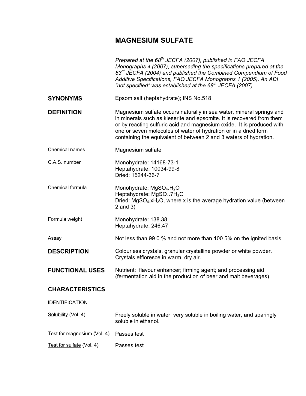 Magnesium Sulfate