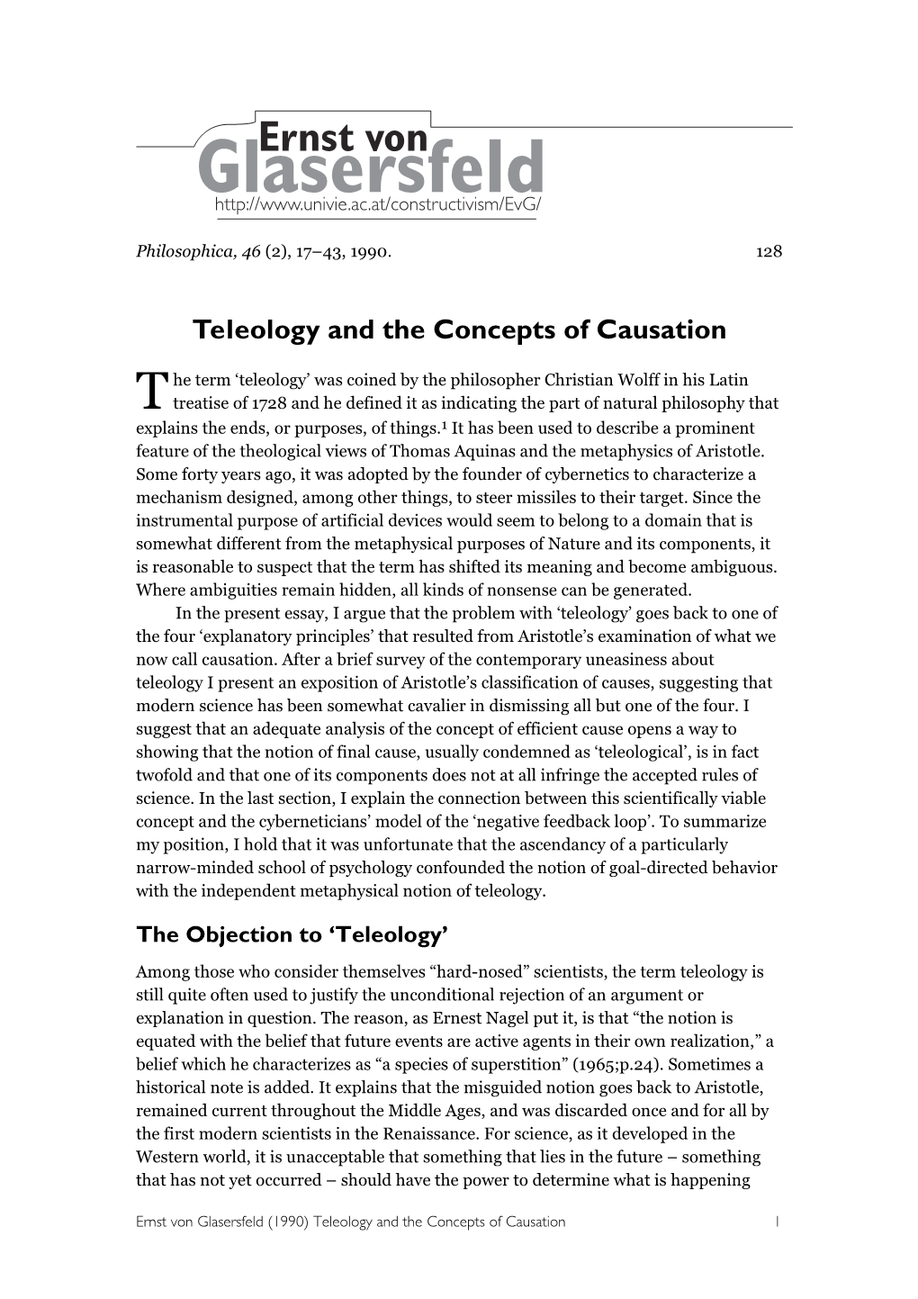 Teleology and the Concepts of Causation