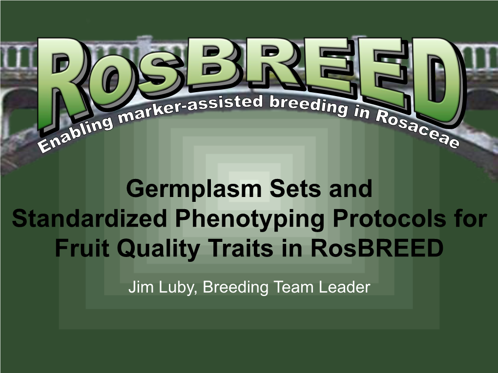 Germplasm Sets and Standardized Phenotyping Protocols for Fruit Quality Traits in Rosbreed