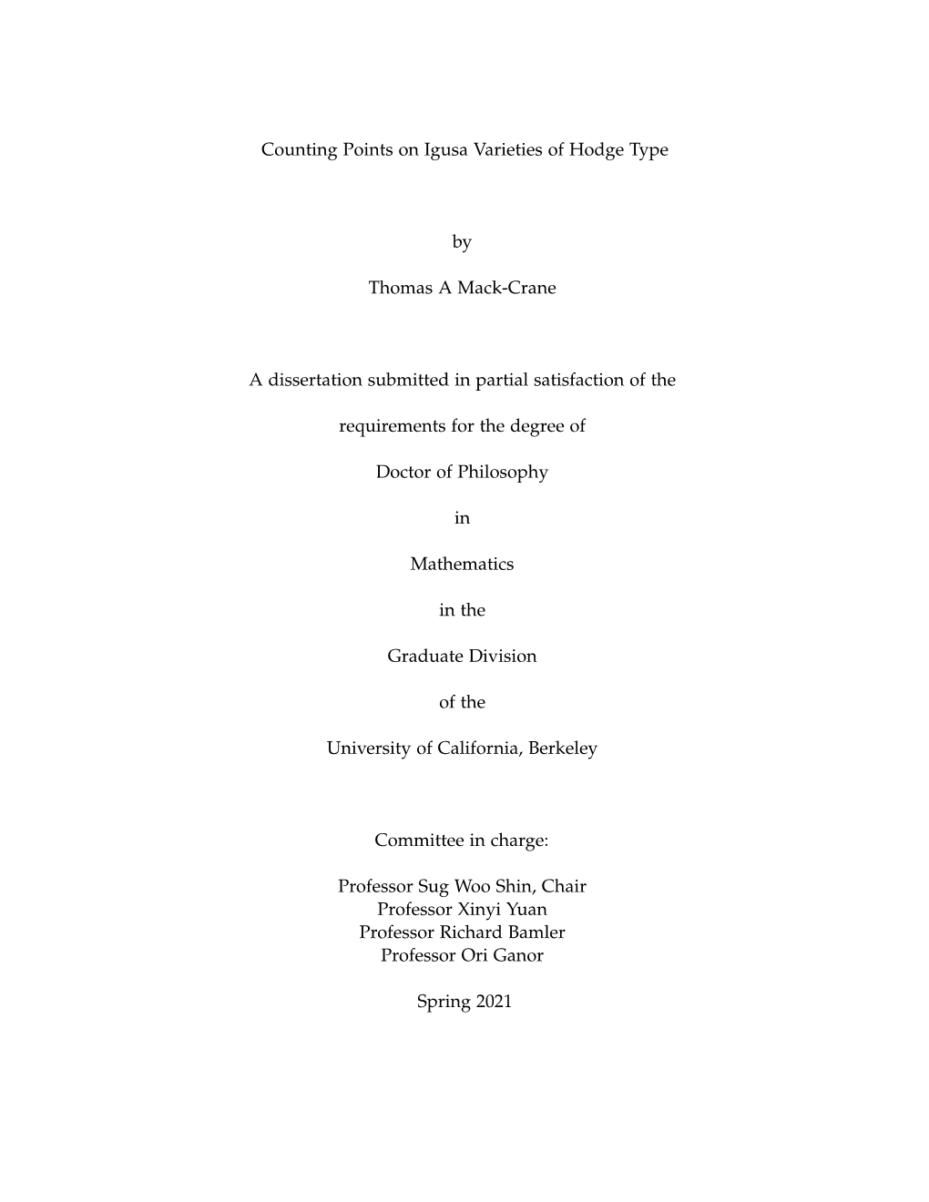 Counting Points on Igusa Varieties of Hodge Type by Thomas a Mack