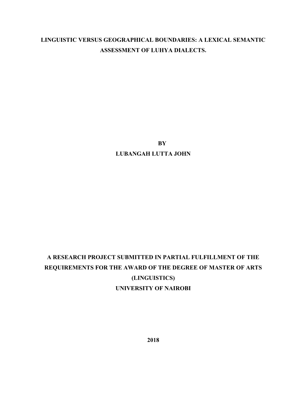 A Lexical Semantic Assessment of Luhya Dialects