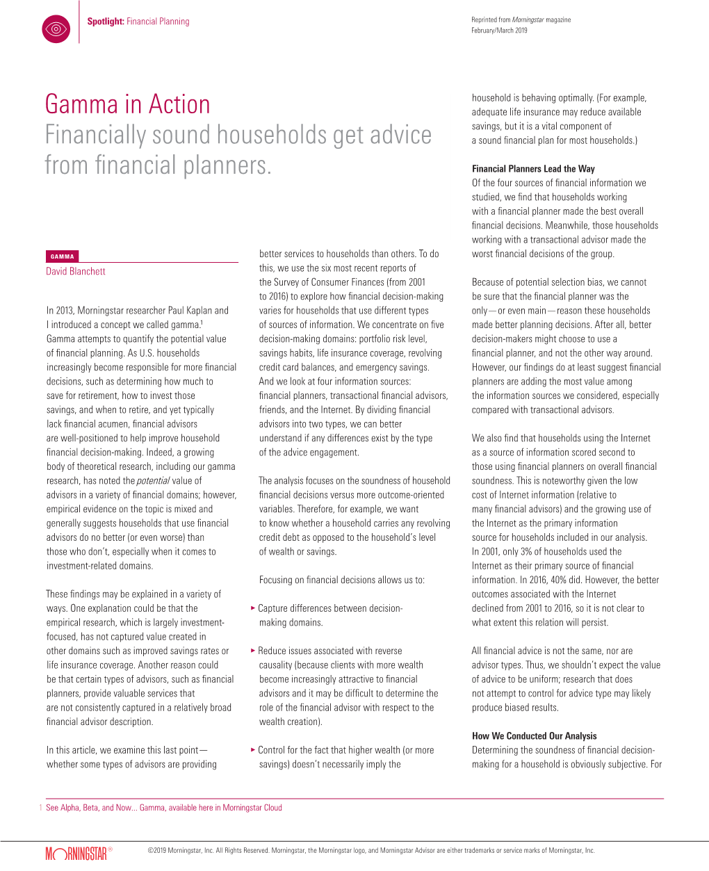 Gamma in Action Financially Sound Households Get Advice From