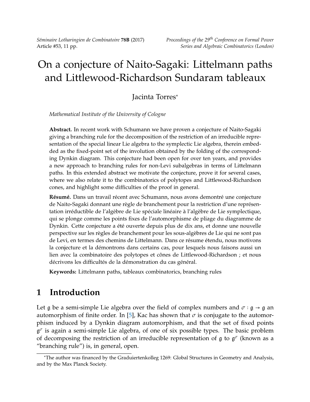 On a Conjecture of Naito-Sagaki: Littelmann Paths and Littlewood-Richardson Sundaram Tableaux