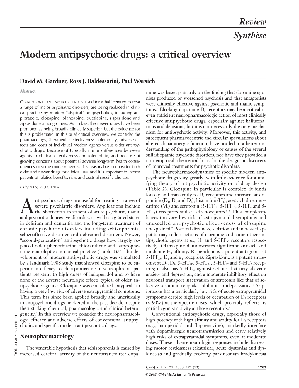 Modern Antipsychotic Drugs: a Critical Overview