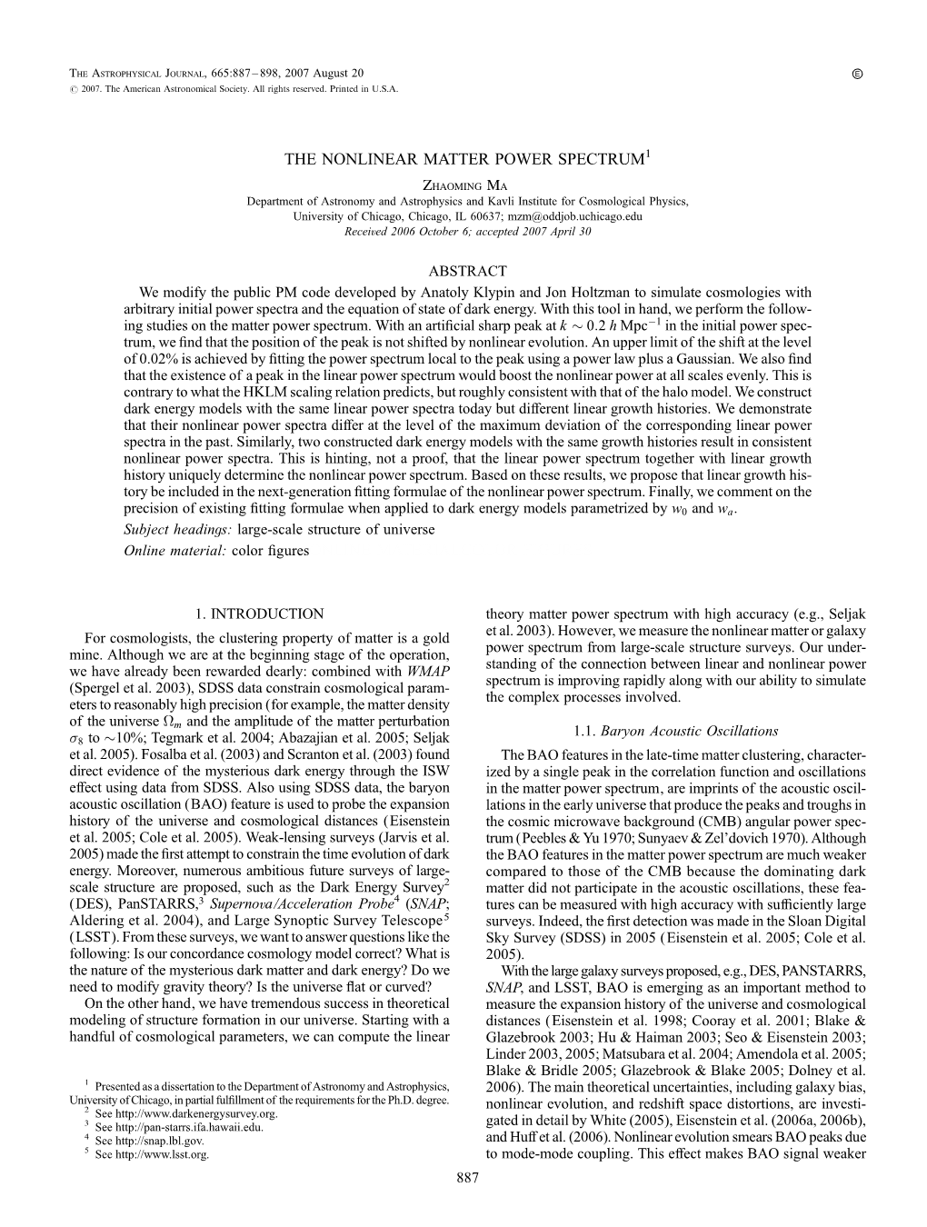 THE NONLINEAR MATTER POWER SPECTRUM1 Online Material