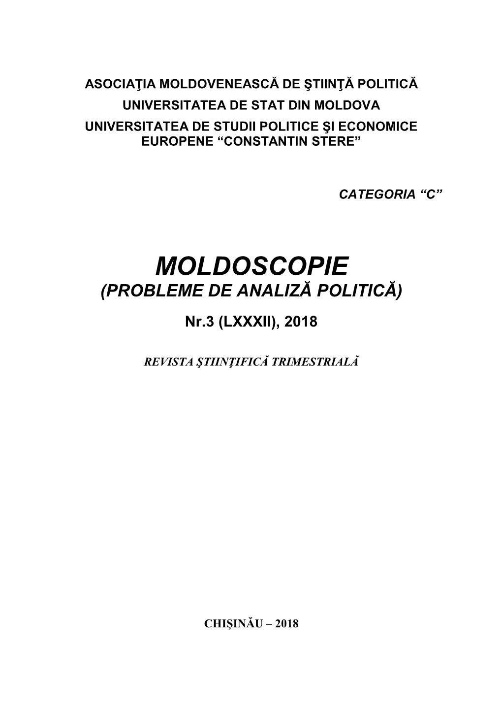 Moldoscopie (Probleme De Analiză Politică)