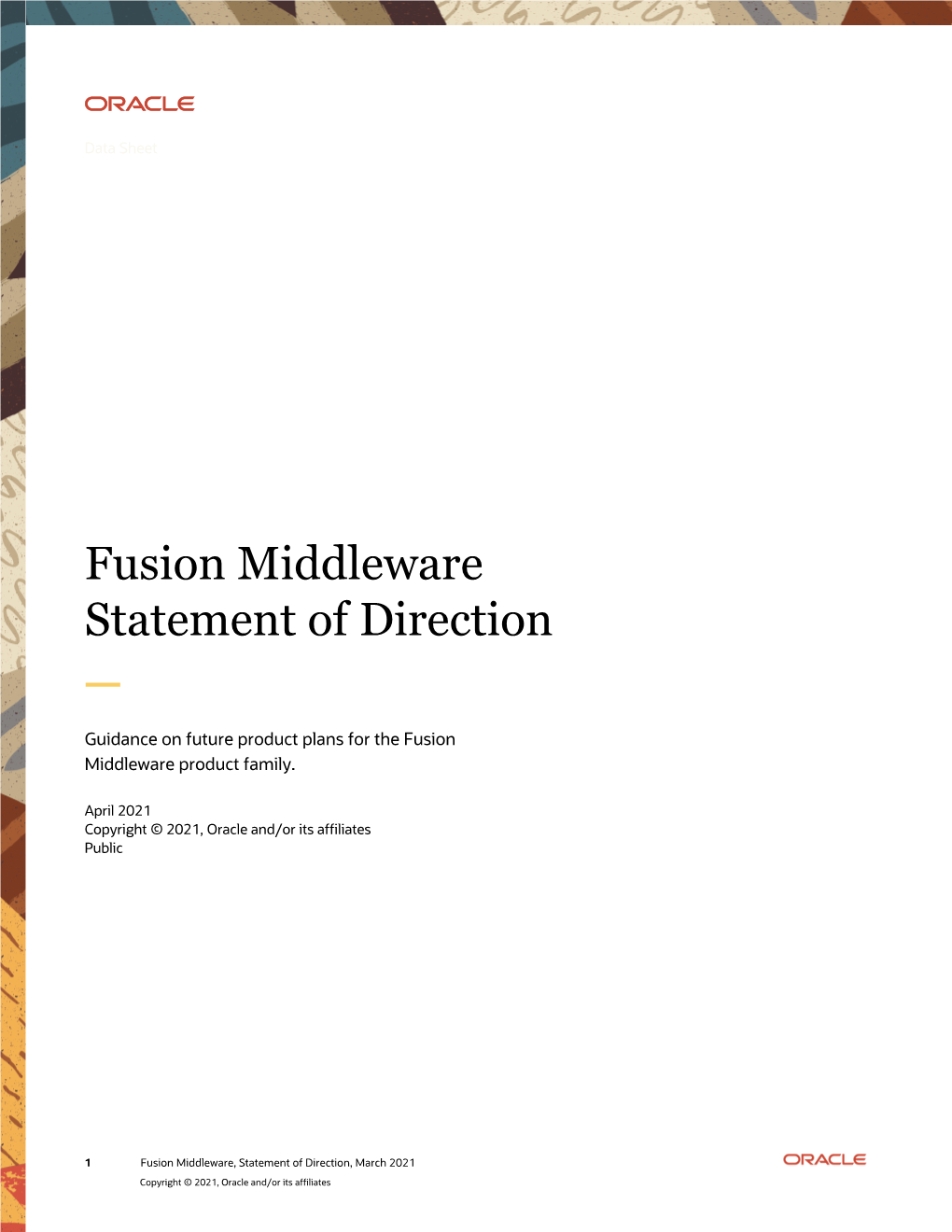 Oracle Fusion Middleware Statement of Direction