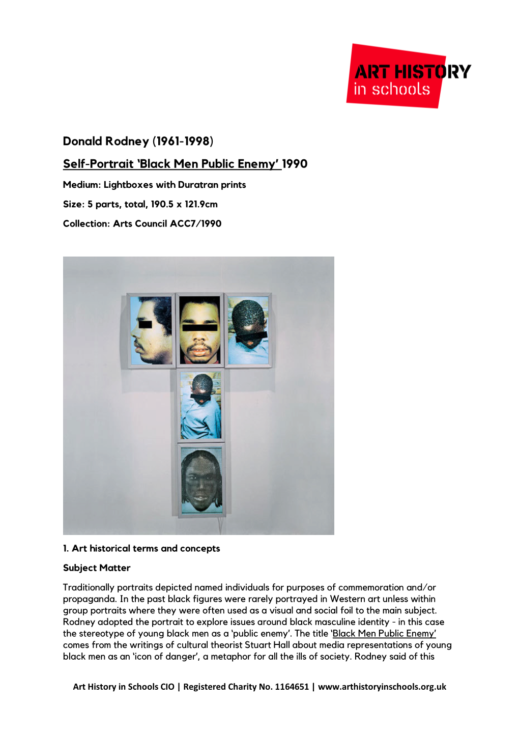 Donald Rodney (1961-1998) Self-Portrait ‘Black Men Public Enemy’ 1990