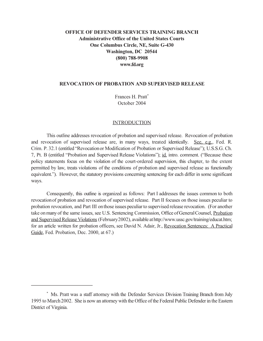 Revocation of Probation and Supervised Release | October 2004