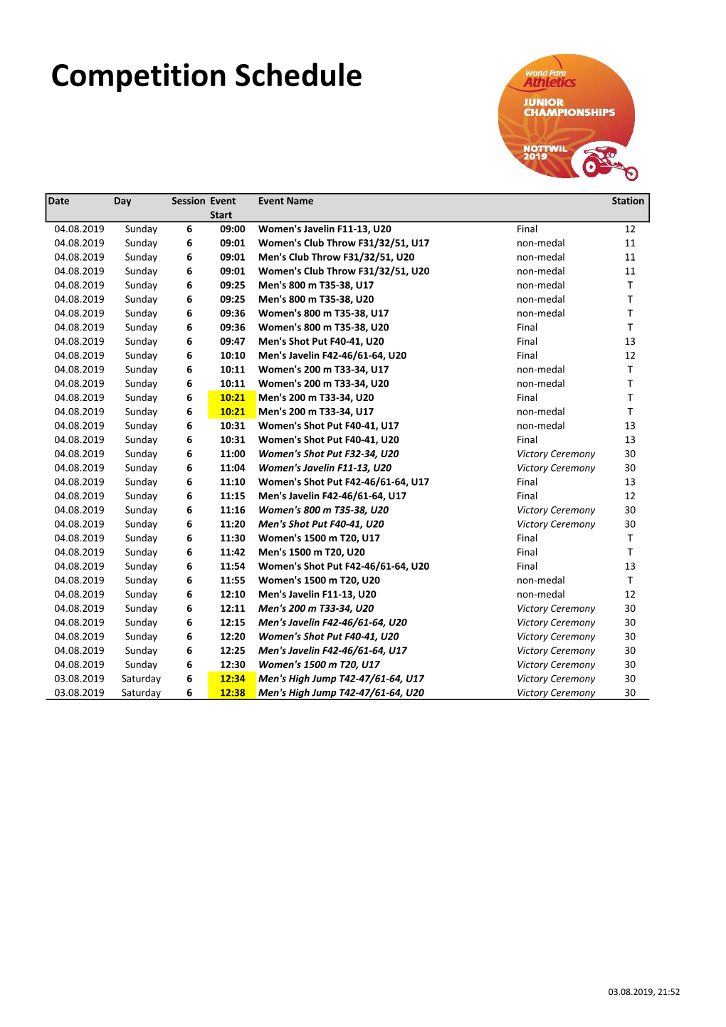 2019-08-03 Competition Schedule Nottwil 2019 V4.5.Xlsx