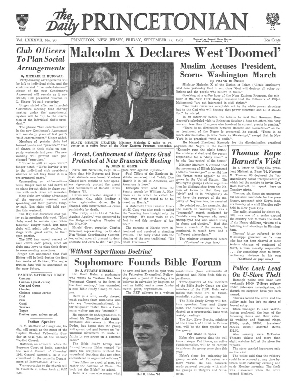 Malcolm X Declares West'doomed' Arrangements Muslim Accuses President, by MICHAEL H