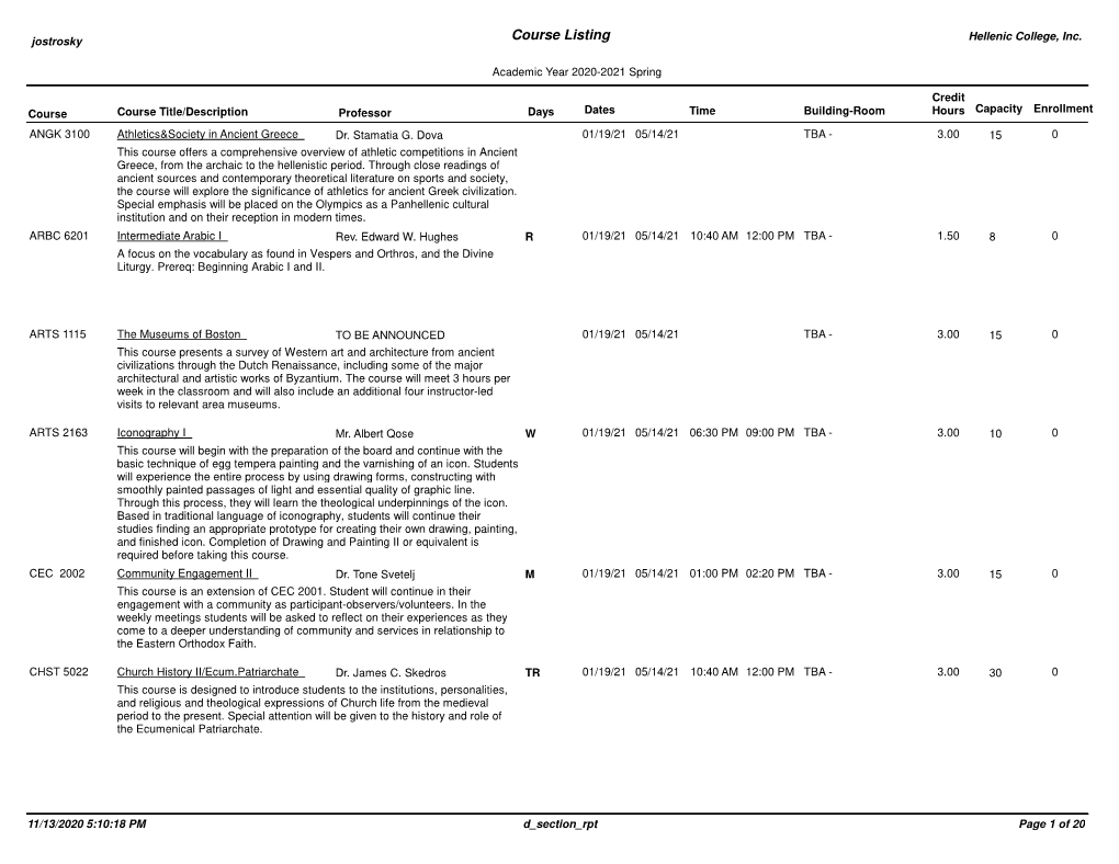 Course Listing Hellenic College, Inc