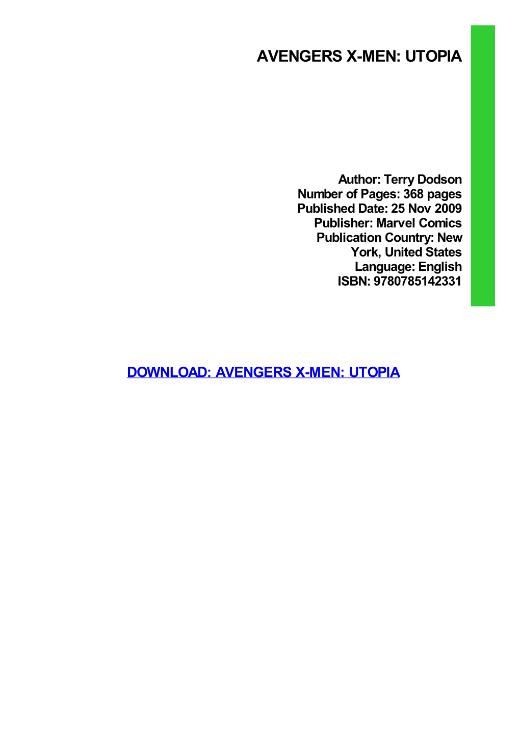 {Download PDF} Avengers X-Men: Utopia