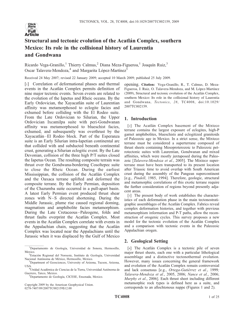 Structural and Tectonic Evolution of the Acatlán Complex, Southern Mexico