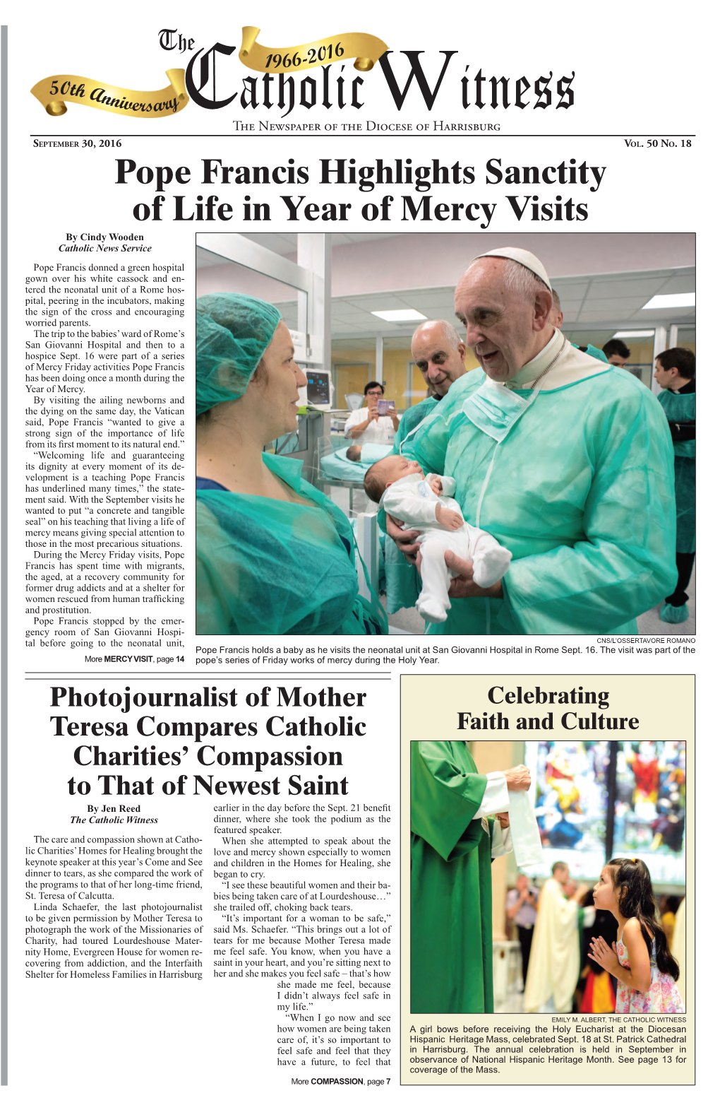 Pope Francis Highlights Sanctity of Life in Year of Mercy Visits