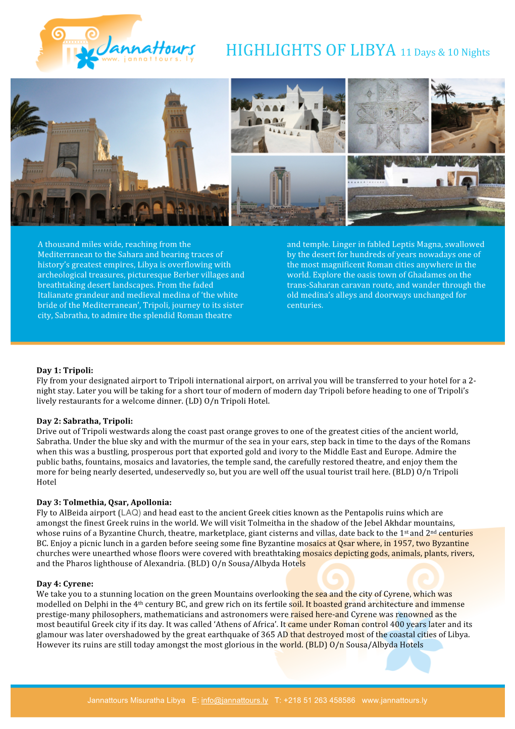 HIGHLIGHTS of LIBYA 11 Days & 10 Nights