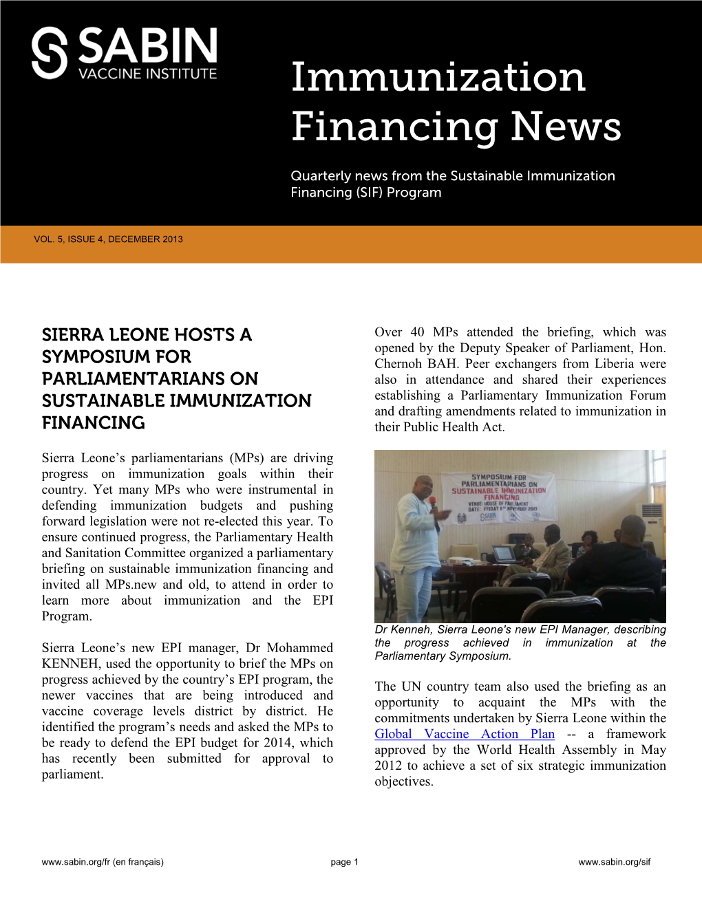 Immunization Financing News